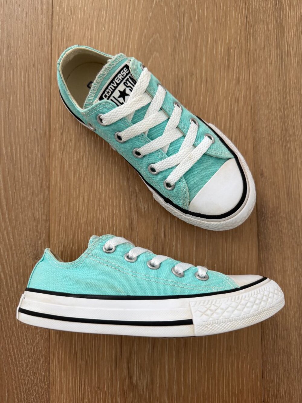 Converse Shoes Kids 11 Chuck Taylor All Star Canvas Light Aqua Blue 357643F